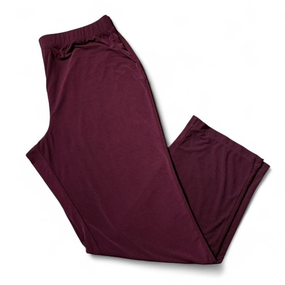 Susan Graver Essentials Womens Burgundy Lounge Pants Elastic Waist Size L